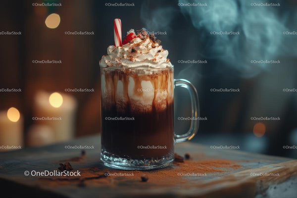 Steaming Hot Chocolate with Whipped Cream in Cozy Setting