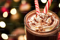 Festive Hot Chocolate with Whipped Cream and Candy Cane