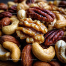 Assorted Mixed Nuts Close-Up with Almonds and Walnuts