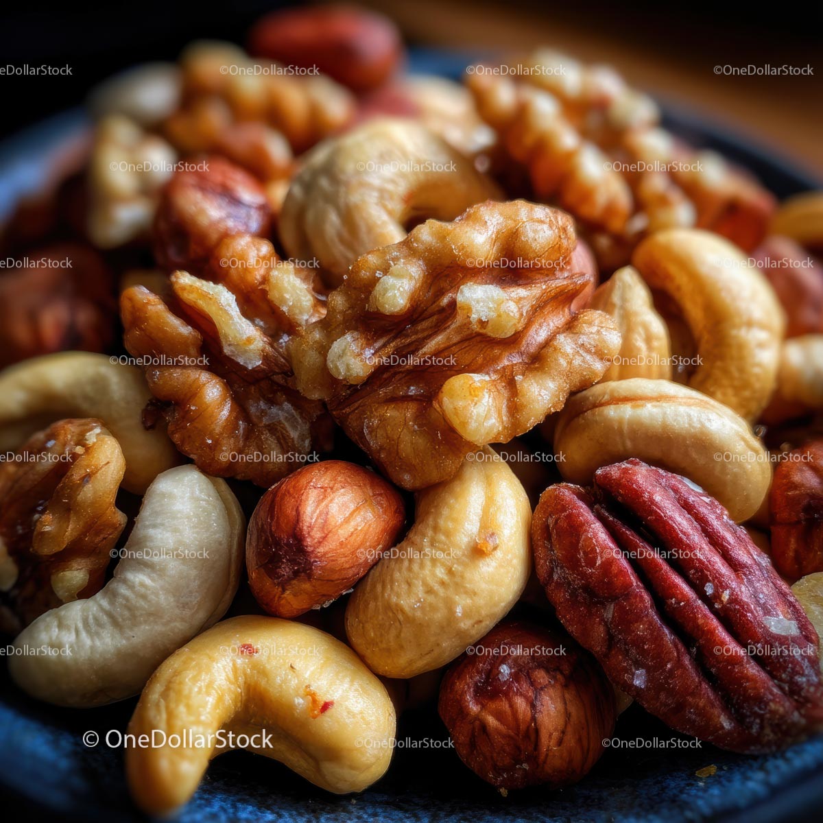 Assorted Mixed Nuts in a Rustic Bowl
