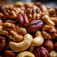 Close-Up of Mixed Nuts - Walnuts, Pecans, and Cashews