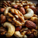 Close-Up View of Mixed Nuts – Walnuts, Almonds, Cashews