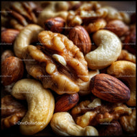 Close-Up View of Mixed Nuts – Walnuts, Almonds, Cashews