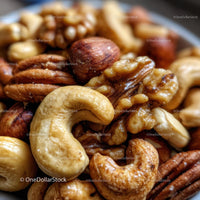 Close-Up of Mixed Nuts Including Cashews and Walnuts