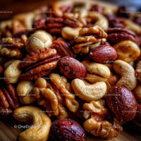 Mixed Nuts Assortment Close-Up with Almonds and Cashews