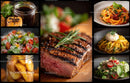 Gourmet Cuisine Featuring Grilled Steak and Pasta Medley