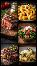Grilled Sirloin Steak and Creamy Pasta with Kale Salad