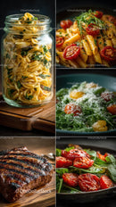 Gourmet Pasta and Steak with Fresh Ingredients