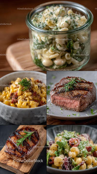 Gourmet Dishes: Creamy Pasta and Juicy Grilled Steaks