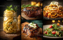 Gourmet Delights Featuring Pasta and Grilled Steak
