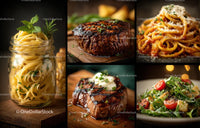 Gourmet Delights Featuring Pasta and Grilled Steak
