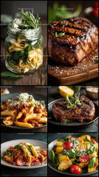 Gourmet Selection of Grilled Steak and Pasta Dishes