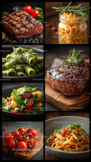 Gourmet Italian Cuisine with Grilled Steak and Pasta