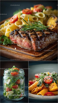Gourmet Grilled Steak with Rosemary and Penne Pasta