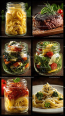 Gourmet Food Collection in Jars and Plates