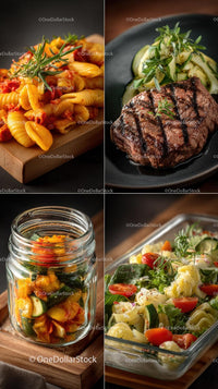Grilled Steak with Zucchini Salad and Gourmet Pasta Dishes