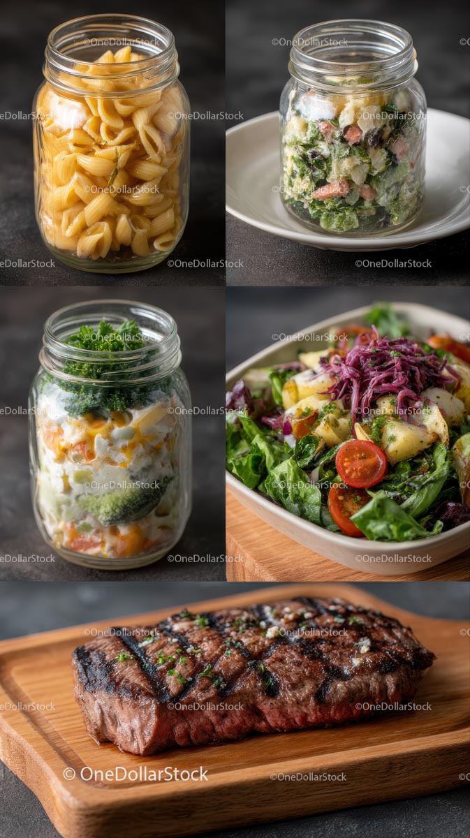 Gourmet Meals with Fresh Salads and Grilled Steak