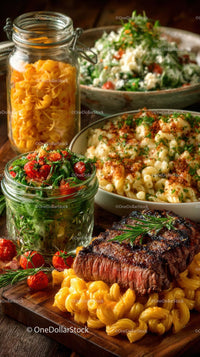 Gourmet Steak with Pasta and Fresh Salad
