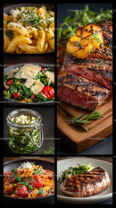 Gourmet Selection: Grilled Steak and Italian Pasta Dishes