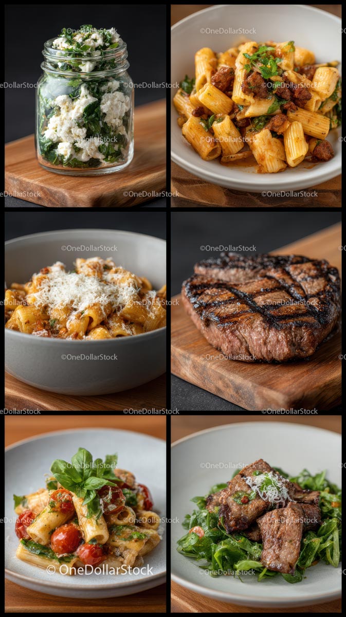 Italian Cuisine with Rigatoni, Arugula, and Grilled Steak