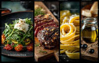 Gourmet Italian Feast with Salad, Steak, and Pasta