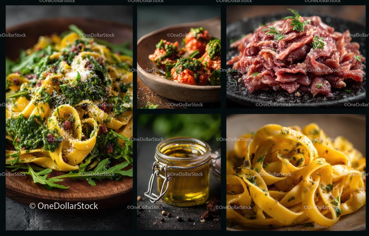 Delectable Italian Pasta Varieties with Fresh Herbs