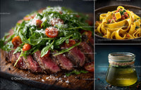Gourmet Steak and Fresh Tagliatelle with Olive Oil