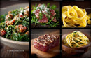 Gourmet Selection of Pasta and Raw Steak with Arugula