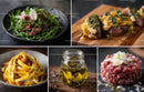 Assorted Italian Dishes with Fresh Ingredients