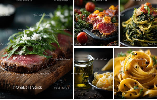 Gourmet włoskie dania ze świeżych składników i ziół