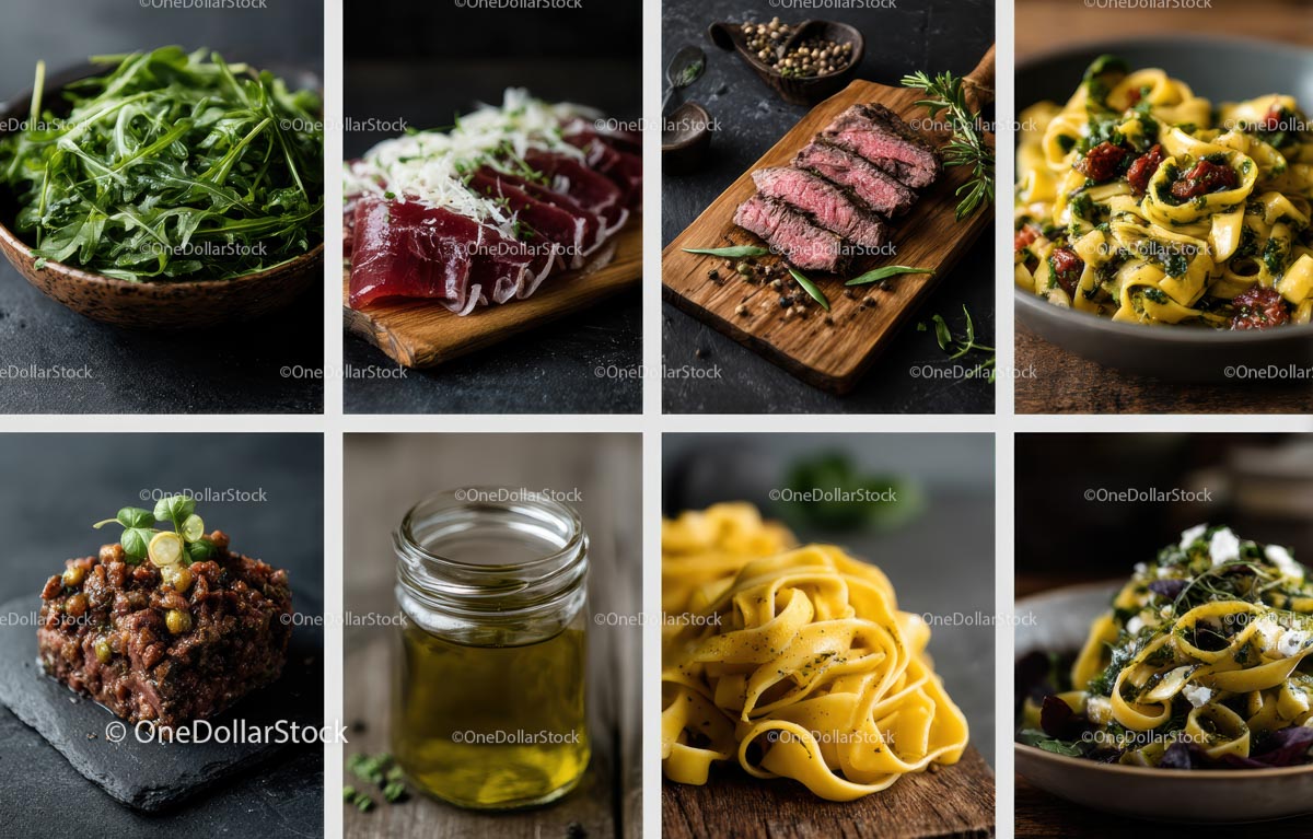 Gourmet Italian Cuisine with Steak and Fresh Pasta