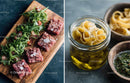 Beef Tartare with Arugula and Homemade Pasta in Jars