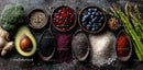 Assorted Superfoods and Spices with Fresh Vegetables