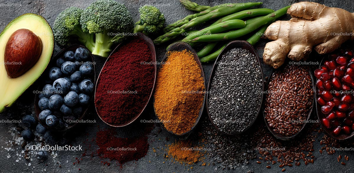 Healthy and Colorful Array of Fresh Superfoods