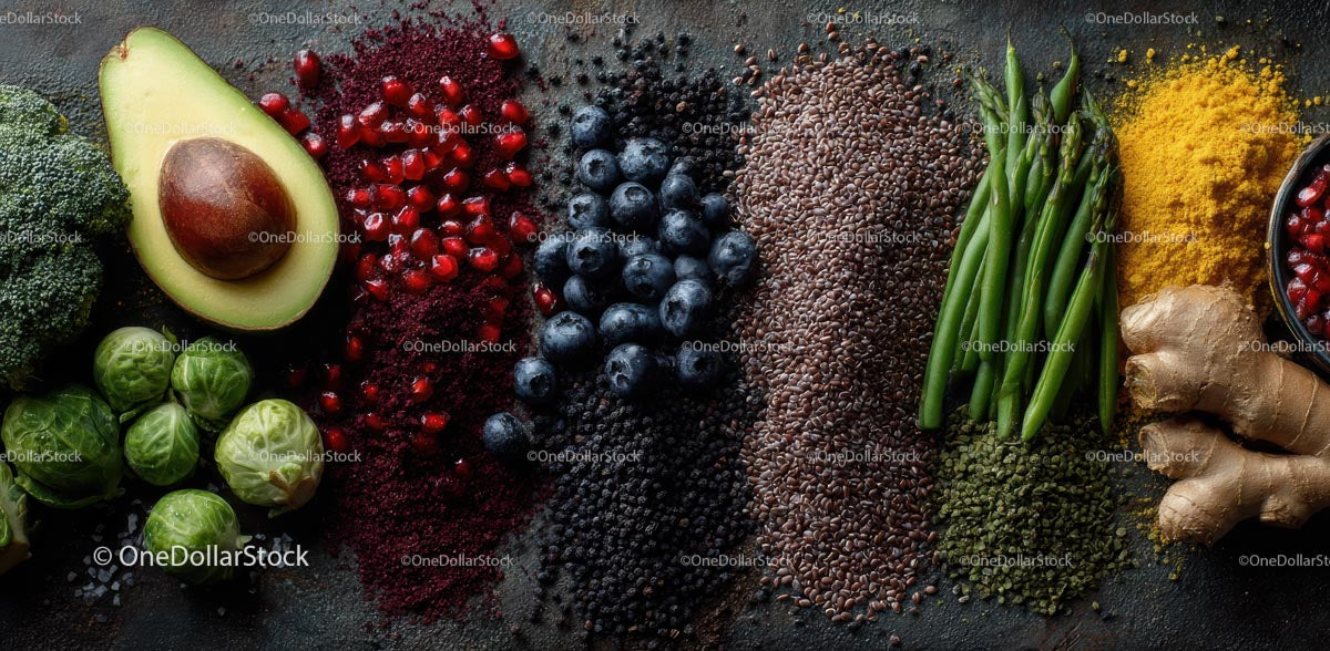 Vibrant Medley of Fruits, Vegetables, and Seeds