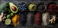 Vibrant Display of Fresh Superfoods and Spices
