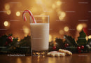 Festive Holiday Scene with Milk, Cookies, and Candy Cane