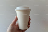 Hand Holding a Minimalist Paper Coffee Cup