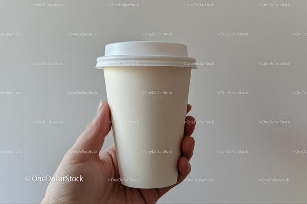 Ręka Trzymająca Minimalistyczny Papierowy Kubek na Kawę