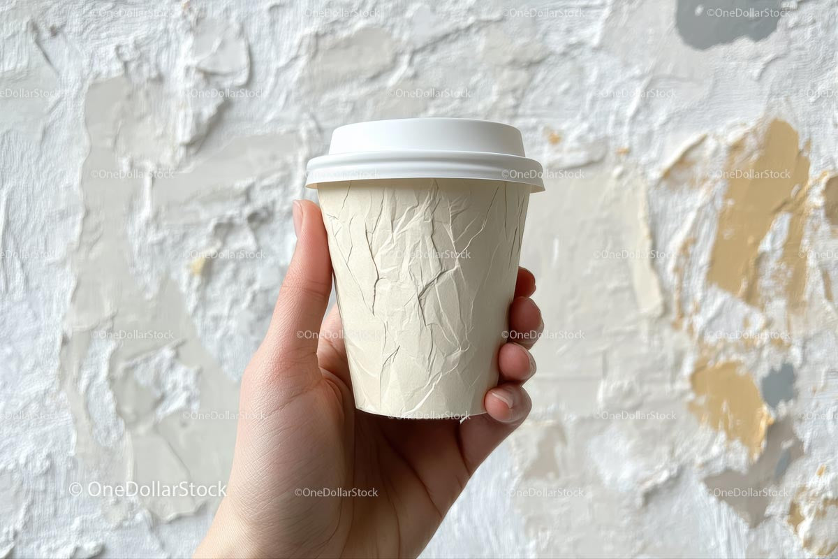 Hand Holding Eco-Friendly Textured Coffee Cup