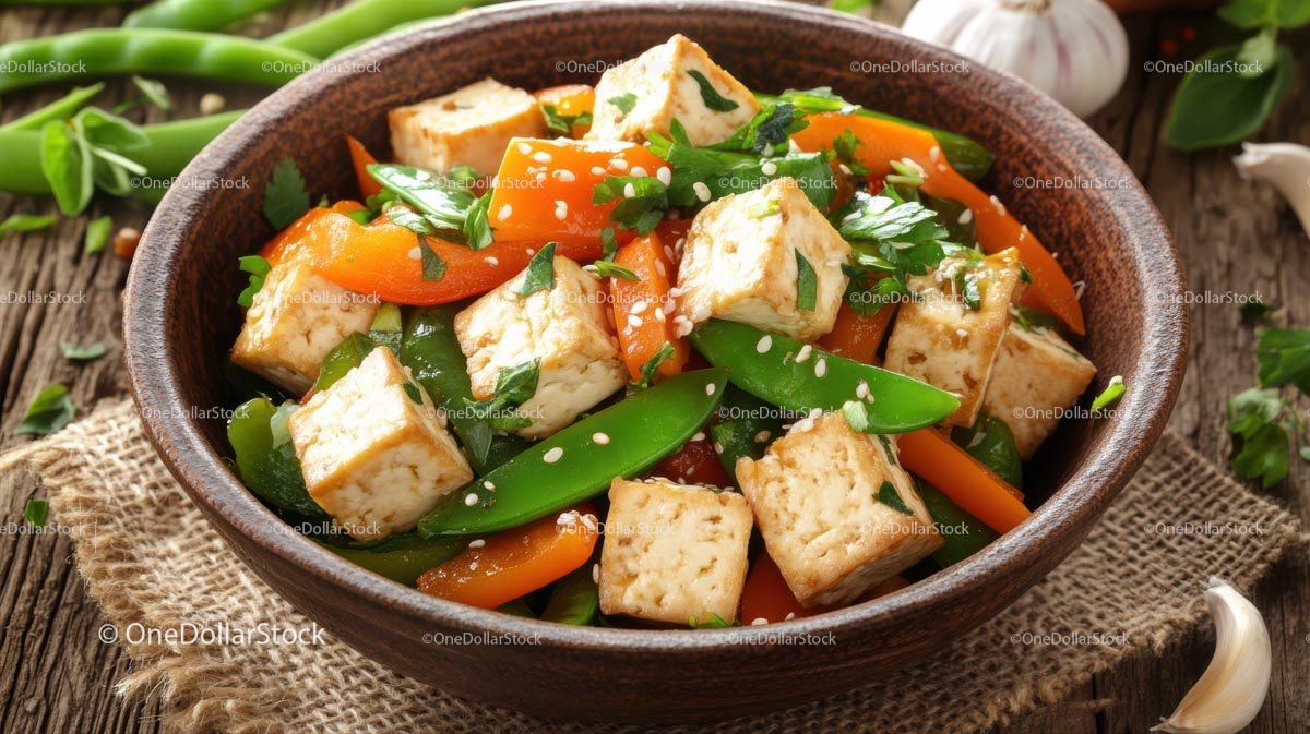 Vibrant Tofu Salad with Fresh Vegetables and Sesame