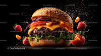 Juicy Cheeseburger with Fresh Lettuce and Tomatoes