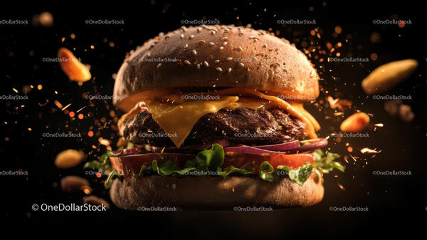 Gourmetowy Cheeseburger ze Świeżymi Składnikami i Iskrzącym Grillem