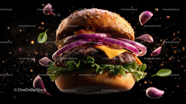 Soczysty Burger ze Świeżymi Składnikami i Bułką z Sezamem