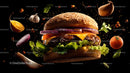 Gourmet Cheeseburger with Fresh Ingredients and Sesame Bun