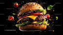Gourmet Burger with Fresh Vegetables and Sesame Bun