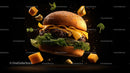 Gourmet Cheeseburger in Dynamic Floating Presentation