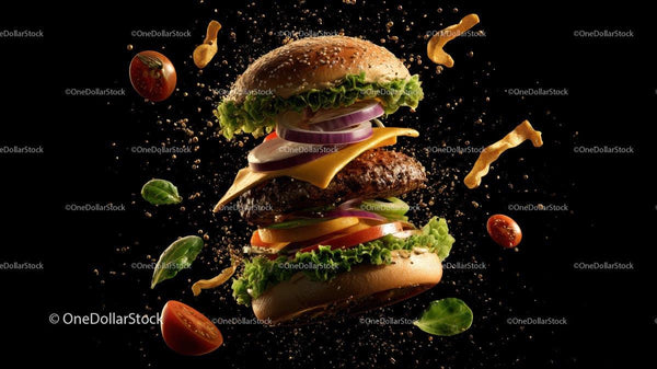 Unoszący się Burger Gourmet z Świeżymi Składnikami