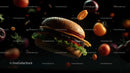 Gourmet Cheeseburger with Flying Ingredients