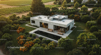 Modern Luxury Home Surrounded by Vineyard and Lush Greenery